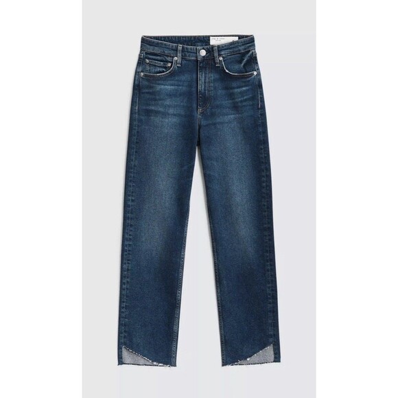 Rag And Bone Jeans Size 27 Blue Denim Harlow Mid Rise Straight Leg Raw Hem USA - Picture 13 of 13